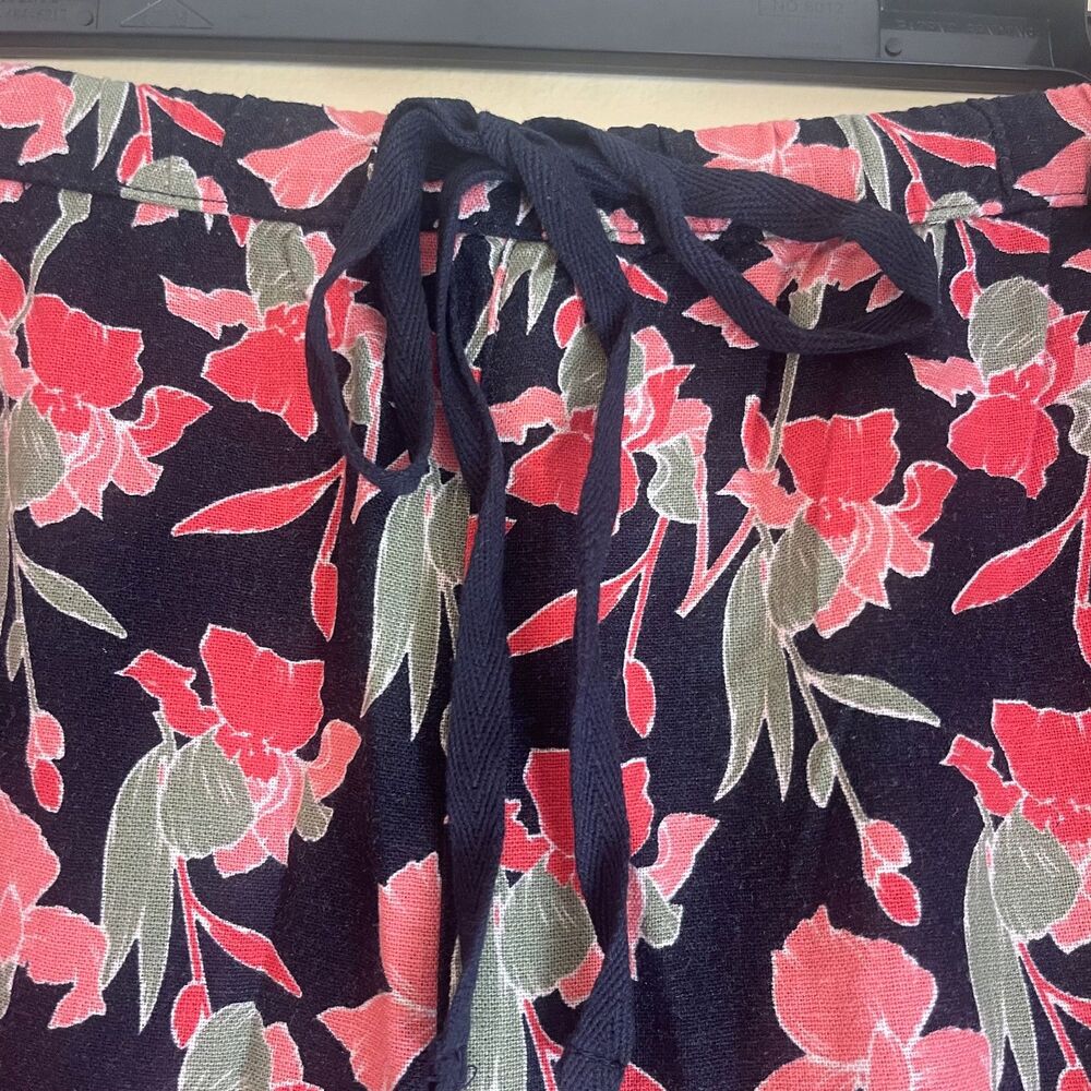 Caslon Floral Linen Blend Wide Leg Pants 2X Pull On Elastic Waist Coastal Summer - Picture 5 of 13